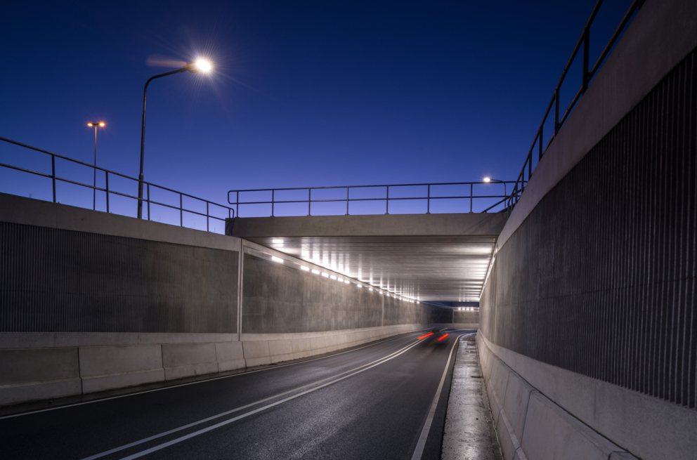 Lightronics PLUTEGO LED armaturen in een autotunnel in Bunnik