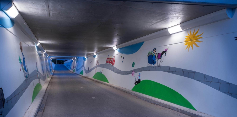 Lightronics armatuur ventego clear in een fietstunnel Lightronics armatuur ventego clear in een fietstunnel