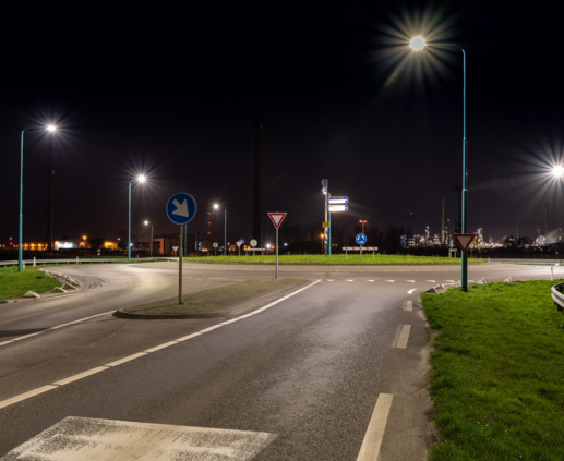 Lightronics BRISA en BRISA PLUS armaturen langs een rotonde in Borsele