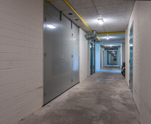 Lightronics PVX armaturen in een berging van een appartementencomplex in de Speenkruidstraat in Assen
